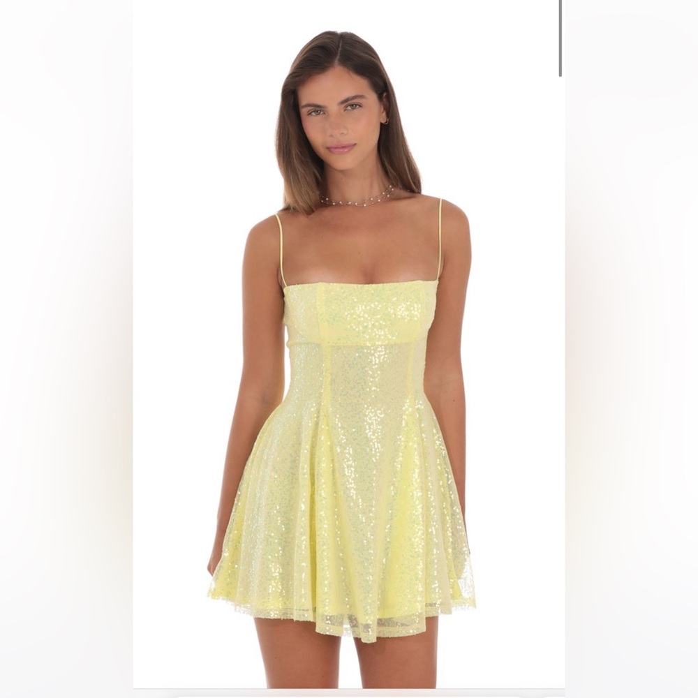 Yellow sequin Lucy in the Sky dress